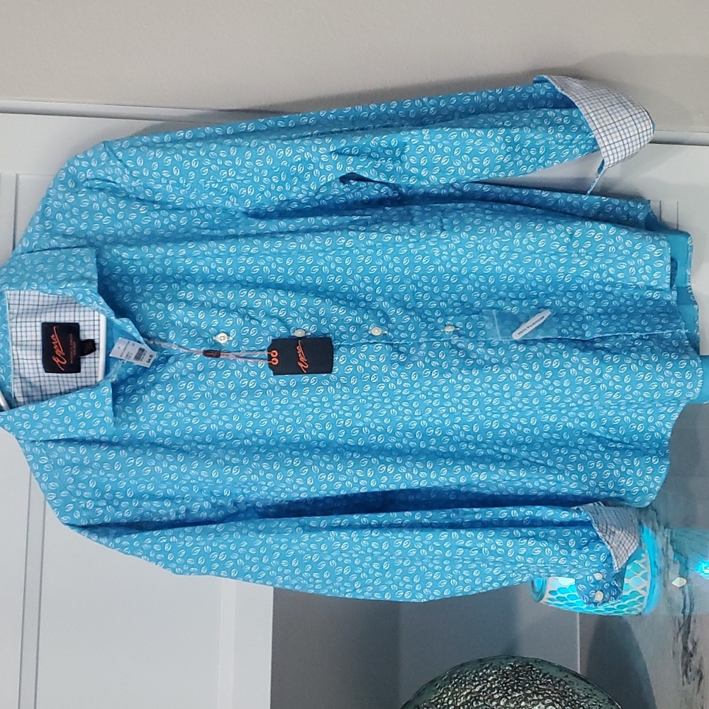 Mens Egara blue/white stretch shirt size XL- new with tags